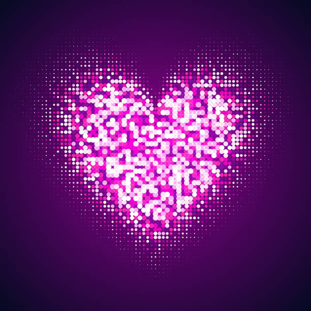 istock Pink heart with the texture of the circles. Geometric halftones. 897063348