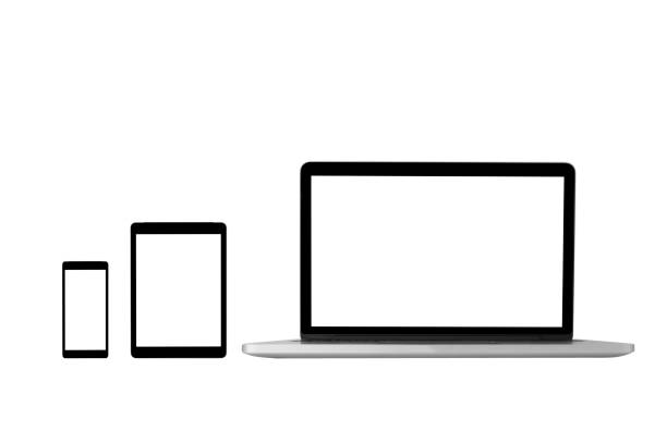 istock Electronic devices with blank screens. Desktop computer, Taptop, Tablet and Smartphone 897069906