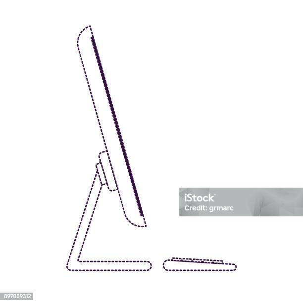 Desktop Computer Icon Side View Desktop Computer Side View In Purple Dotted Silhouette Stock ...