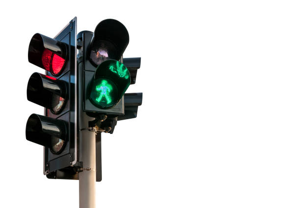 Pedestrian Traffic Light on White Background With Clipping Path Pedestrian Traffic Light, green light, Road, Street, Symbol, Urban Road kalender stock pictures, royalty-free photos & images