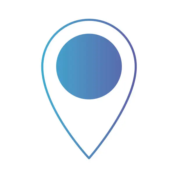 Vector illustration of map pointer flat icon in degraded blue to purple color contour