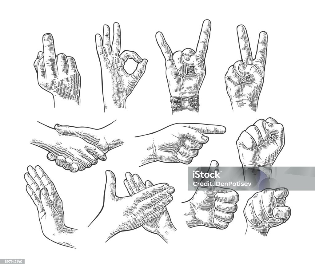 Männliche und weibliche Hand-Geste-set - Lizenzfrei Hand Vektorgrafik