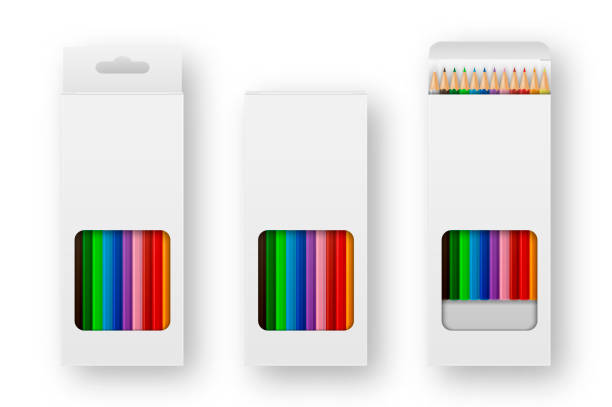 istock Vector realistic box of colored pencils icon set closeup isolated on white background. Design template, clipart or mockup for graphics - web, app, branding, advertising. Top view 897170936