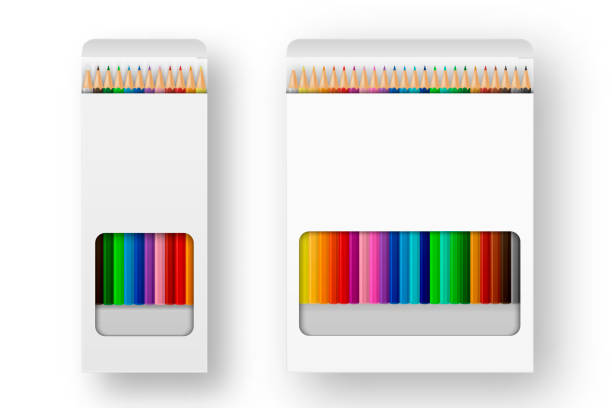 istock Vector realistic box of colored pencils icon set closeup isolated on white background. Design template, clipart or mockup for graphics - web, app, branding, advertising. Top view 897171138