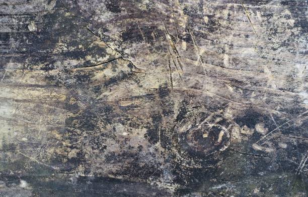 istock Messthetics: messy grunge wood background with stains and scratches 897173944