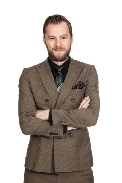istock Businessman in brown suit and shirt 897181026