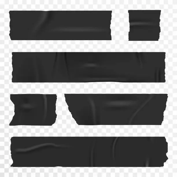 Vector illustration of Adhesive tape set on transparent background. Realistic duct tape, scotch stripes