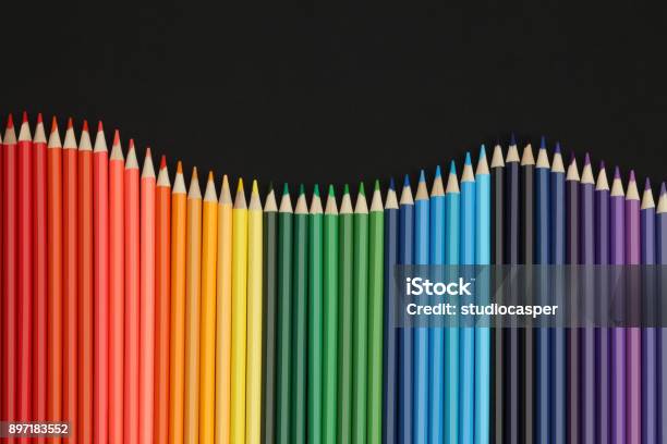 Colorful Pencils Stock Photo - Download Image Now - Colored Pencil, Black Background, Abstract