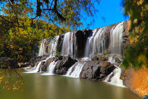 Waterfall blurred from long exposure, idyllic landscape  - Gramado, Rio Grande do Sul state - Southern Brazil