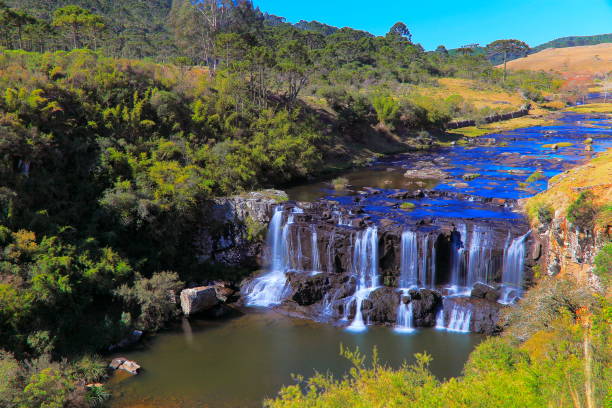 Waterfall blurred from long exposure, idyllic landscape  - Gramado, Rio Grande do Sul state - Southern Brazil