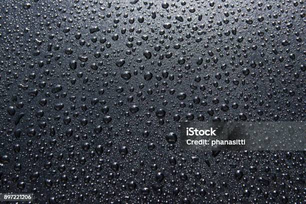 Water Drop On Black Background Stock Photo - Download Image Now - Water, Drop, Black Color