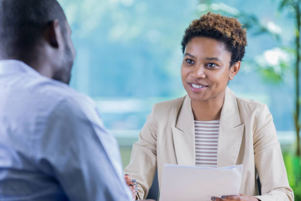 istock Businesswoman conducts 
 job interview 897243384