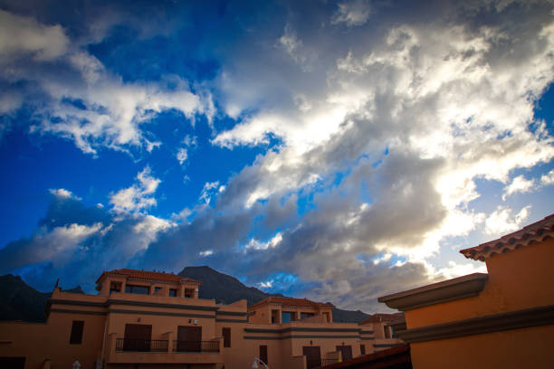 istock Tropical town and cloudy sky . Nature. Landscape 897250552