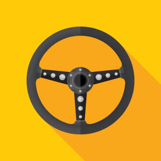 Vector illustration of Steering Wheel Icon Flat