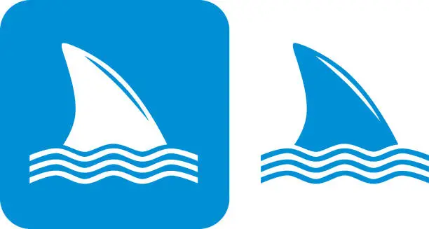 Vector illustration of Blue Shark Fin Icons