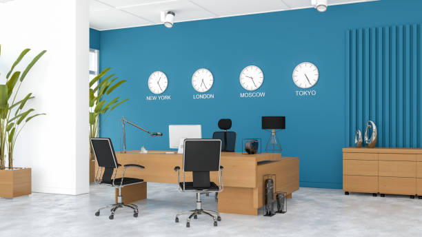 istock modern office desk in bright clean room 897283004