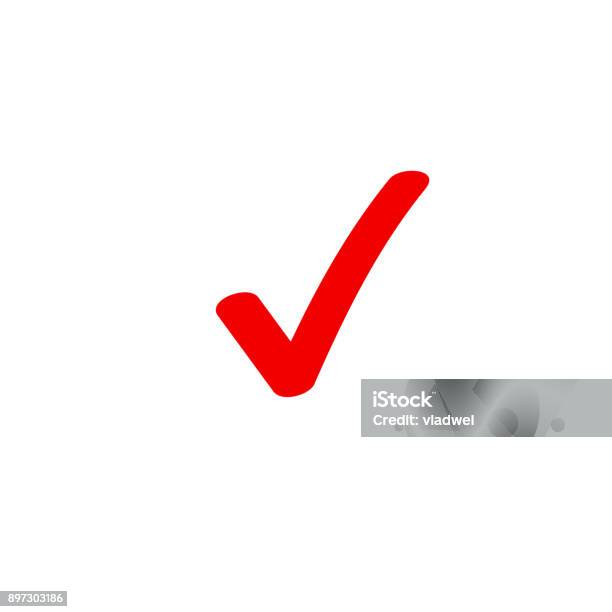 Tick Icon Vector Symbol Marker Red Checkmark Isolated On White Checked Icon Or Correct Choice Sign Doodle Or Handwritten Style Check Mark Or Checkbox Pictogram Stock Illustration - Download Image Now