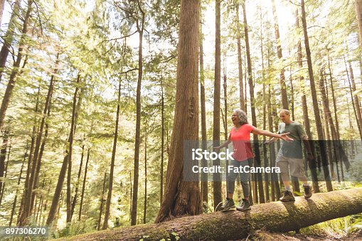 istock Senior Couple on a Day Hike in Forest 897306270