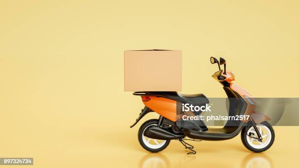 Item Boxes Are On Motorcycles Stock Photo - Download Image Now - Delivering, Motorcycle, Box - Container