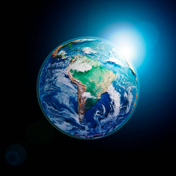 istock South America 3D Render Planet Earth Clouds Dark Space 897332930