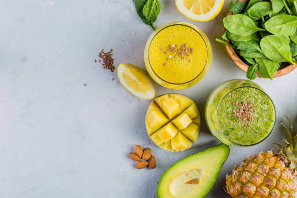 istock Green and yellow smoothie, ingredients 897336166
