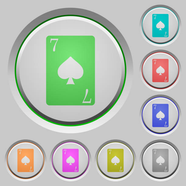 スペードの 7 のカードのボタンを押す - rummy leisure games number color image点のイラスト素材／クリップアート素材／マンガ素材／アイコン素材