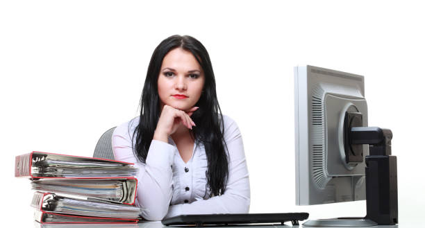 istock modern business woman sitting at office desk 897344934