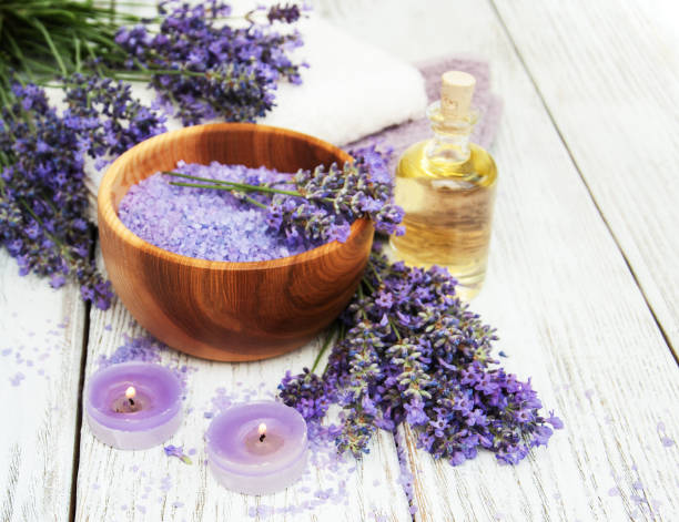 istock Lavender, sea salt, oil  and candle 897352976