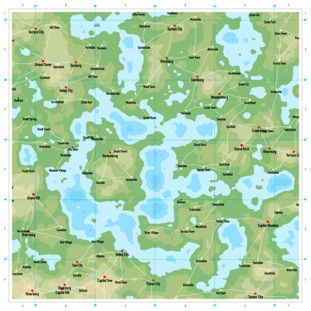 Natural Color Generic Topographic Map Square Natural Color Generic Topographic Map Square. Computer generated map. Made with Processing. Included files are Vector EPS (v10) and Hi-Res JPG. relief map stock illustrations