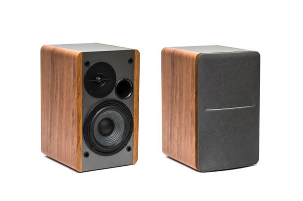 istock Bookshelf Style Audio Speakers Isolated on White 897362044