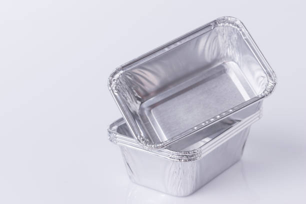 istock Aluminum foil tray on white 897370020