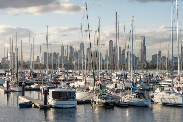 istock Editorial: Melbourne CBD and Marina View from St.Kilda Beach - 15.07.2017, Australia 897370618