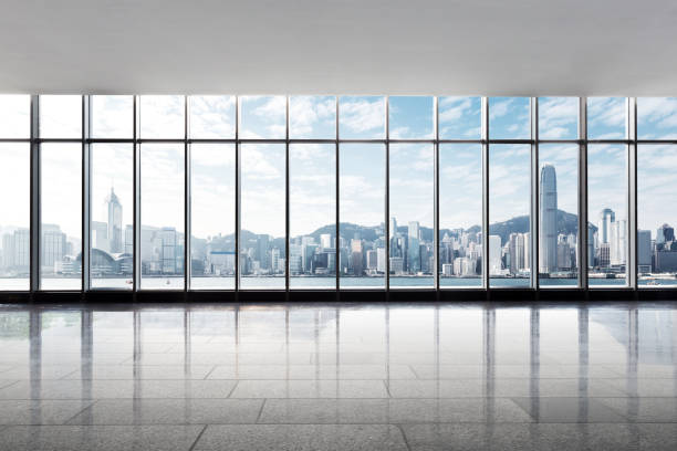 istock empty office with cityscape of modern city 897371074