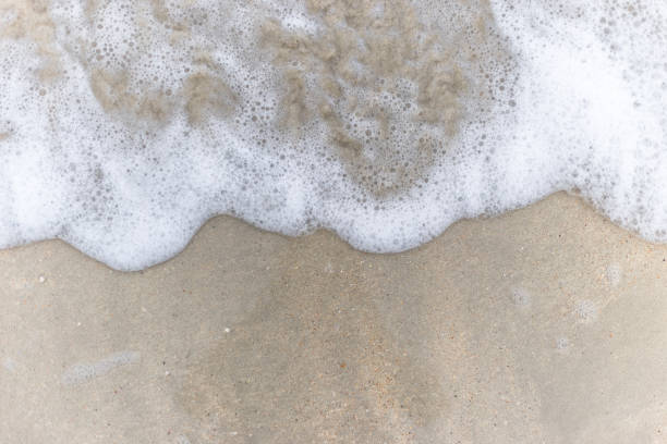 istock Soft wave of blue ocean on sandy beach 897374316