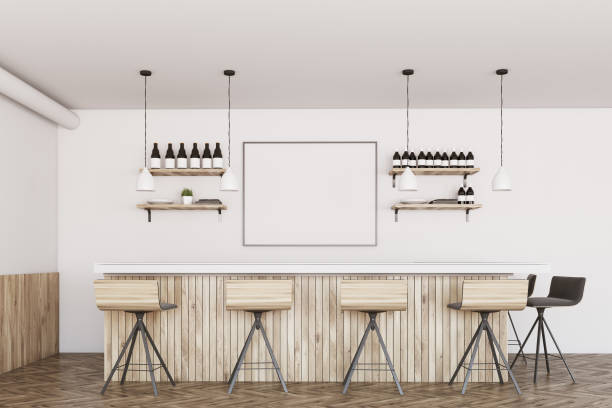 istock White and wooden bar, poster 897385054