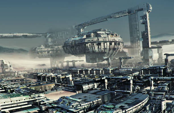 istock Futuristic ruined city 897392688