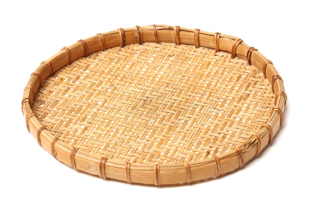 istock Bamboo basket hand made isolated on white background. Woven from bamboo tray. 897400054