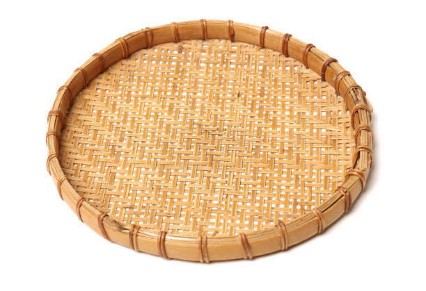 istock Bamboo basket hand made isolated on white background. Woven from bamboo tray. 897400336