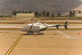 Small business helicopter airplane at touristic Bodrum milas airport at mugla Turkey