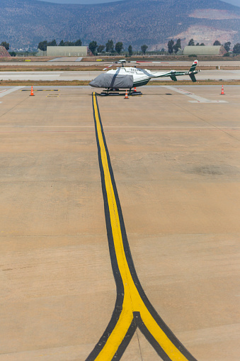 Small business helicopter airplane at touristic Bodrum milas airport at mugla Turkey