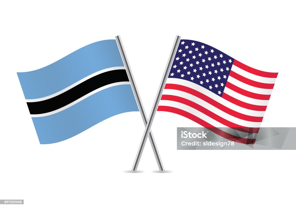 Botswana and America flags. Vector illustration. American Flag stock vector