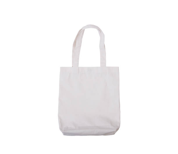 istock bag canvas fabric for mockup blank template isolated on white background. 897455186