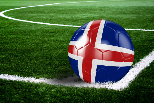 istock Iceland Soccer Ball on Field at Night 897461470