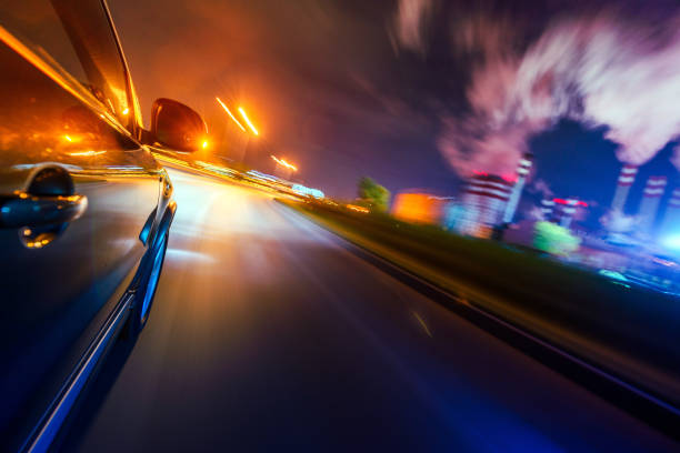 istock Car on the road with motion blur background. 897479570