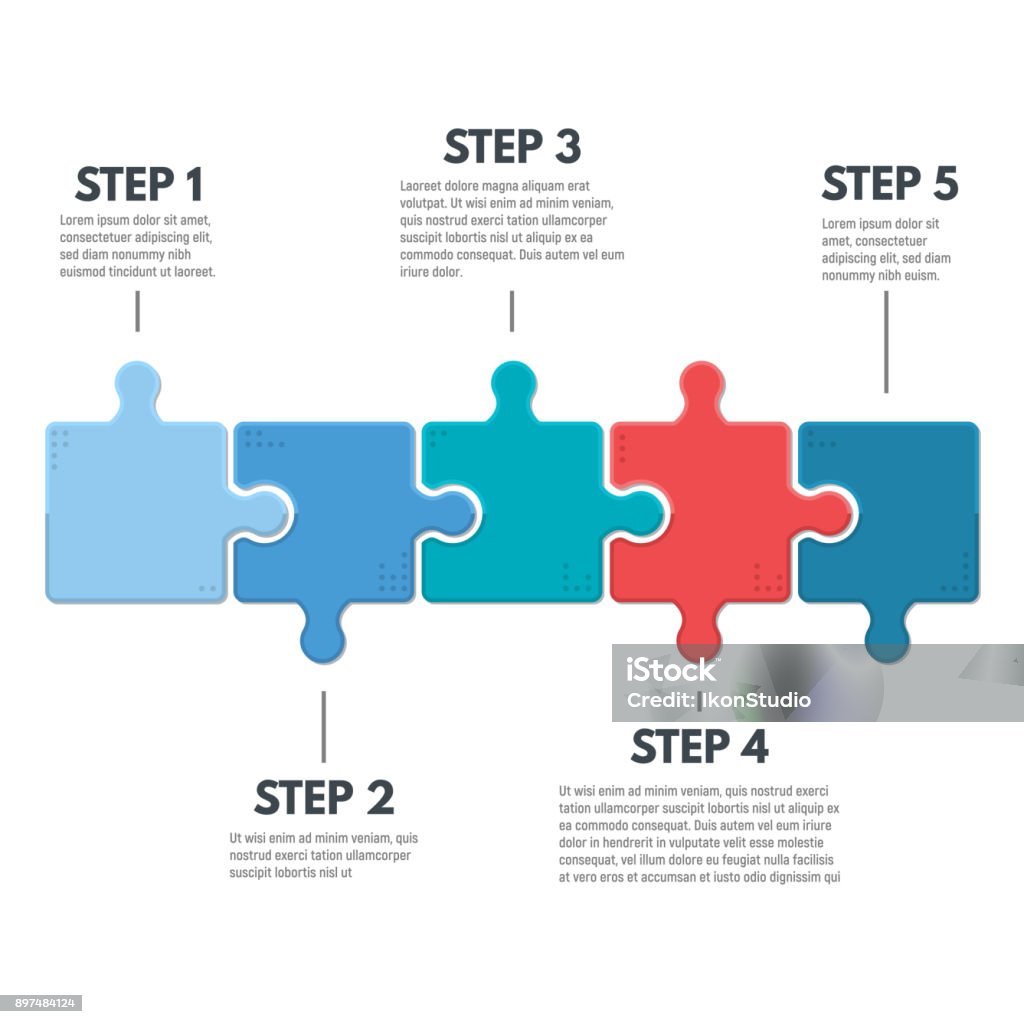 Puzzle-Infografik-Schritte - Lizenzfrei Geduldsspiel Vektorgrafik