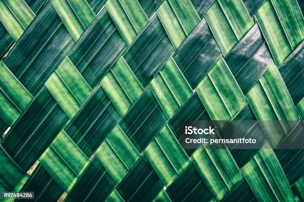 Leaf Texture Background Stock Photo - Download Image Now - Palm Leaf, Woven Fabric, Leaf