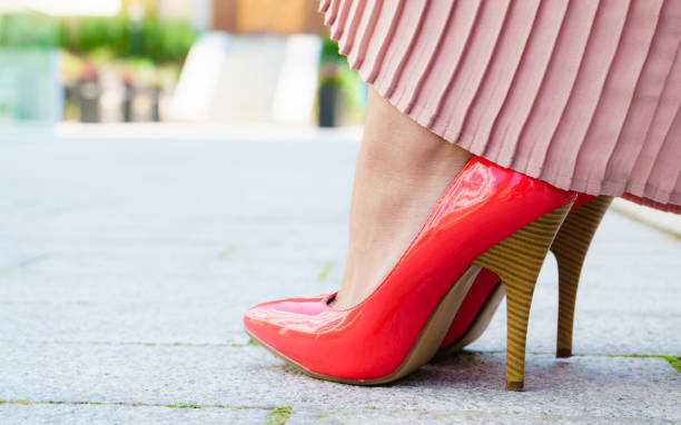 istock Red high heel classic shoes outdoor 897487326