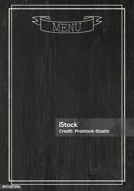 Black Board As Mockup For Restaurant Menu Stock Photo - Download Image Now - Menu, Chalkboard - Visual Aid, Empty