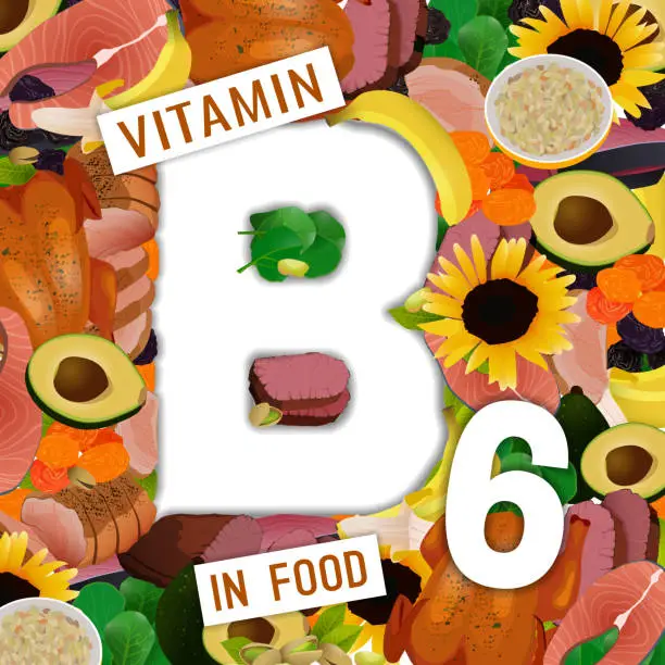 Vector illustration of Vitamin B6 Background