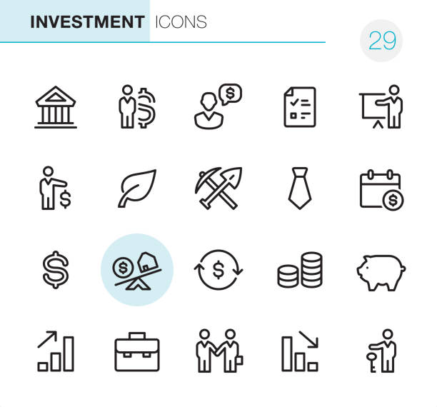 investitionen - pixel perfect icons - schlüsselfertig stock-grafiken, -clipart, -cartoons und -symbole